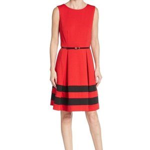 Calvin Klein Fit & Flare: Red Dress, Black Belt